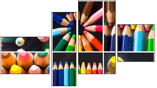collage of colorful pencils - Four-piece canvas, Fortyk