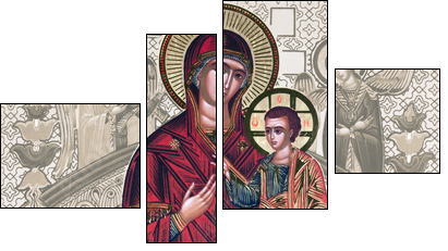 antique russian icon - elaborated image - Four-piece canvas, Fortyk