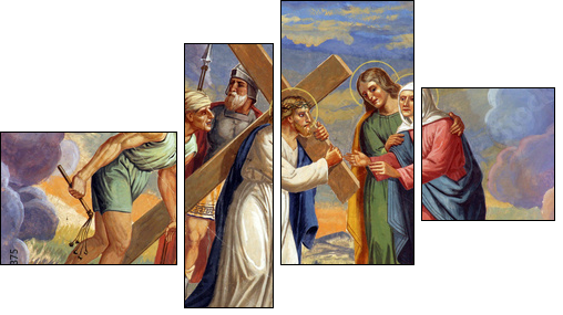 Jesus meets His Mother - Four-piece canvas, Fortyk