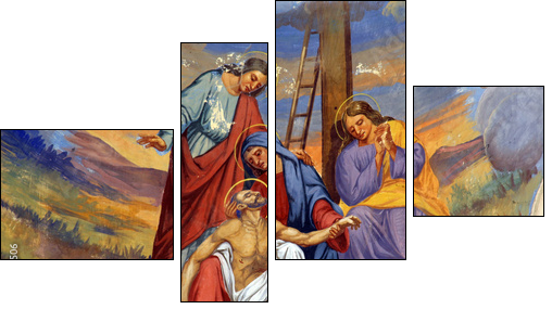 Jesus' body is removed from the cross - Four-piece canvas, Fortyk