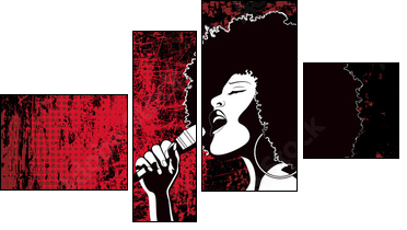 jazz singer on grunge background - Four-piece canvas, Fortyk