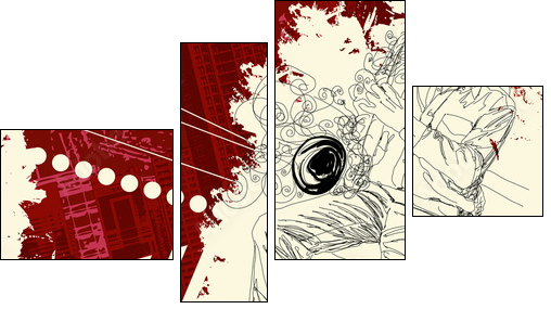 saxophonist on a grunge background - Four-piece canvas, Fortyk