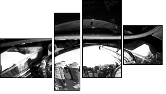 Side view of a custom motorcycle engine - Four-piece canvas, Fortyk