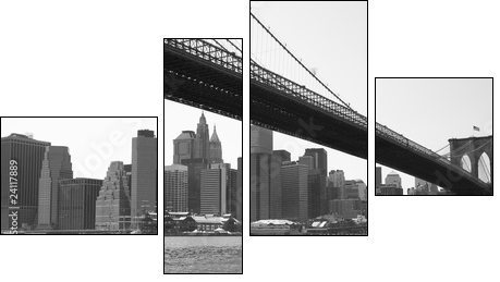 New York City Brooklyn bridge black & white - Four-piece canvas, Fortyk