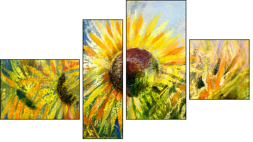 Sunflowers - Four-piece canvas, Fortyk
