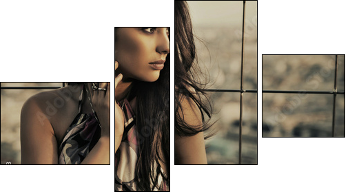 beauty posing over urban background - Four-piece canvas, Fortyk