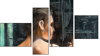 Portrait of the woman with a cigarette - Four-piece canvas, Fortyk