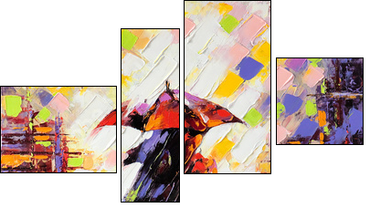 Two enamoured under an umbrella - Four-piece canvas, Fortyk