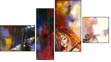 The girl and a violoncello - Four-piece canvas, Fortyk