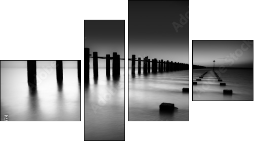 Border of Thames and North Sea in Shoeburyness - Four-piece canvas, Fortyk