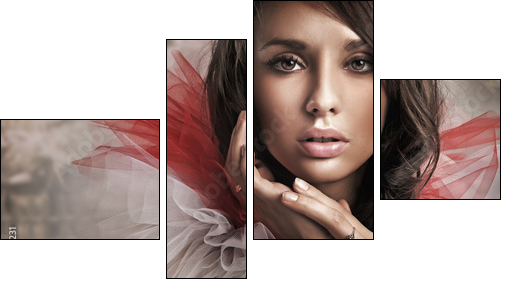 Portrait of a young brunette - Four-piece canvas, Fortyk