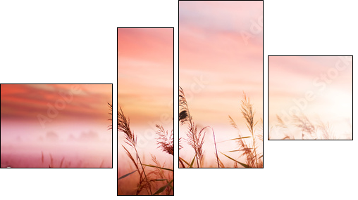 Foggy Landscape.Early Morning Mist. - Four-piece canvas, Fortyk