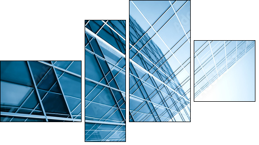 modern glass silhouettes of skyscrapers at night - Four-piece canvas, Fortyk