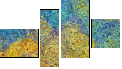 Abstract texture background. Digital painting in Vincent Van Gogh style artwork. Hand drawn artistic pattern. Modern art. Good for printed pictures, postcards, posters or wallpapers and textile print. - Four-piece canvas, Fortyk
