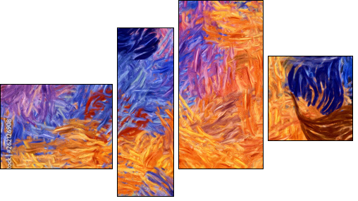 Impressionism wall art print. Vincent Van Gogh style oil painting. Swirl splashes. Surrealism artwork. Abstract artistic background. Real brush strokes on canvas. - Four-piece canvas, Fortyk