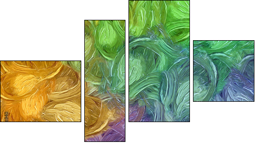 Impressionism wall art print. Vincent Van Gogh style oil painting. Swirl splashes. Surrealism artwork. Abstract artistic background. Real brush strokes on canvas. - Four-piece canvas, Fortyk
