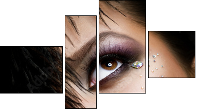 Fashion Girl's Face.Perfect makeup.Isolated on Black - Four-piece canvas, Fortyk