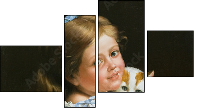 Portrait of the girl with a cat - Four-piece canvas, Fortyk