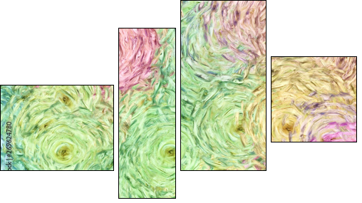 Abstract painting impressionism wall art print example with oil imitation in Vincent Van Gogh style. Artistic contemporary design decor elements. Pop modern abstraction with vibrant bright strokes. - Four-piece canvas, Fortyk