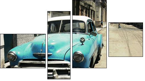 havana street - cross process - Four-piece canvas, Fortyk