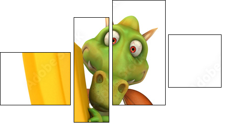 Dragon et crayon - Four-piece canvas, Fortyk