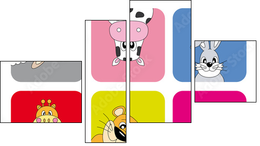 animales divertidos - Four-piece canvas, Fortyk