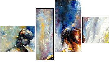 The girl playing a violin - Four-piece canvas, Fortyk