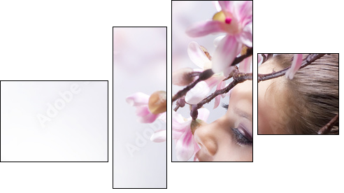 Beautiful Girl with flower - Four-piece canvas, Fortyk