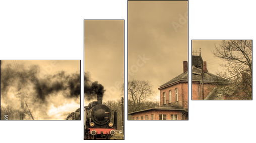 Old retro steam train - Four-piece canvas, Fortyk