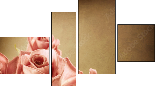 Beautiful Pink Roses. Vintage Styled. Sepia toned - Four-piece canvas, Fortyk