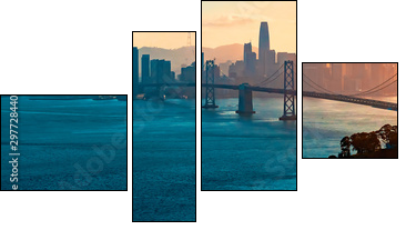 Aerial view of the Bay Bridge in San Francisco, CA - Four-piece canvas, Fortyk