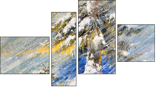 Fir-tree in snow. A picture drawn by oil - Four-piece canvas, Fortyk