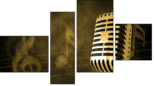 Gold vintage microphon - Four-piece canvas, Fortyk