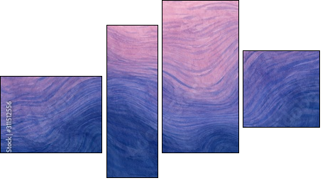 Abstract paint purple and blue with wavy brush stroke lines texture for backgrounds. - Four-piece canvas, Fortyk