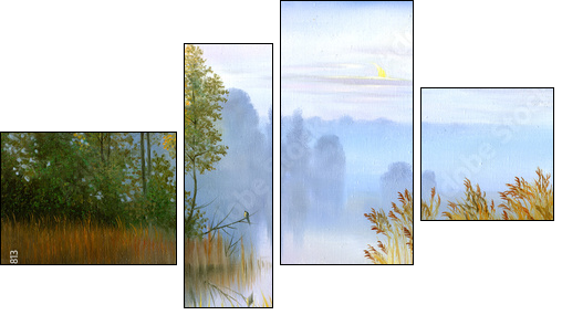 Wooden boat ashore - Four-piece canvas, Fortyk