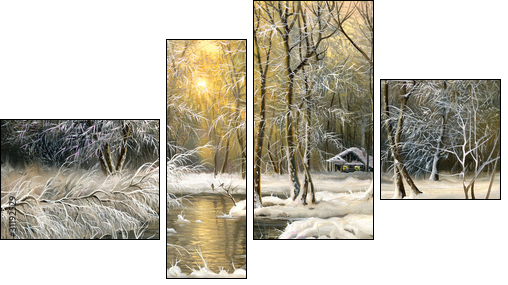 Wood lake - Four-piece canvas, Fortyk