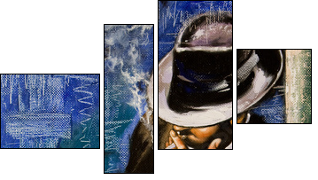 Portrait of the man with a cigarette - Four-piece canvas, Fortyk