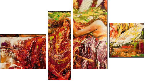 The sleeping girl drawn by oil on a canvas - Four-piece canvas, Fortyk