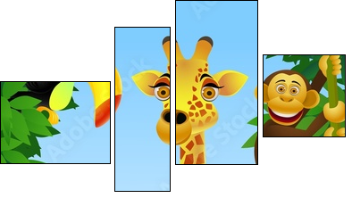Wild animal cartoon - Four-piece canvas, Fortyk