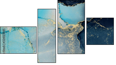 Abstract painting blots background. Marble texture. Alcohol ink colors. - Four-piece canvas, Fortyk