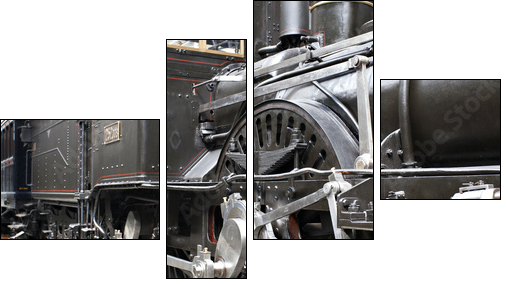 Detail of old steam locomotive - Four-piece canvas, Fortyk
