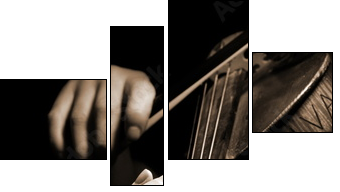 Musician playing violin isolated on black - Four-piece canvas, Fortyk