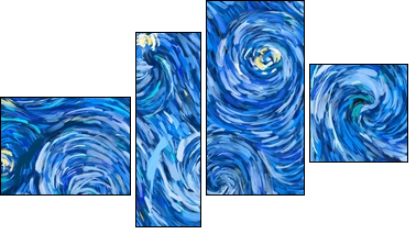 Abstract texture background. Digital painting in Vincent Van Gogh style artwork. Hand drawn artistic pattern. Modern art. Good for printed pictures, postcards, posters or wallpapers and textile print. - Four-piece canvas, Fortyk