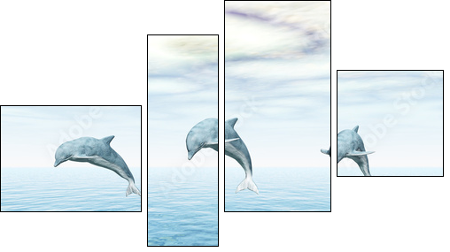 Jumping Dolphins - Springende Delfine - Four-piece canvas, Fortyk