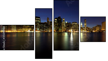 Lower Manhattan panorama at dusk, New York - Four-piece canvas, Fortyk