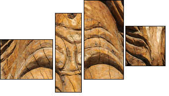 Face carved into an olive tree trunk in Matala - Four-piece canvas, Fortyk