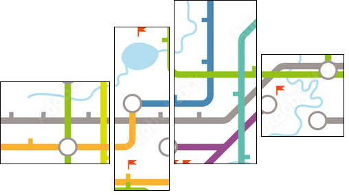 Subway map texture - Four-piece canvas, Fortyk
