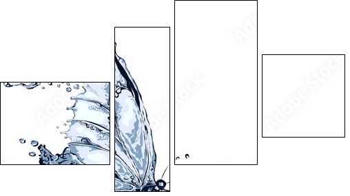 Water splash butterfly 2 - Four-piece canvas, Fortyk
