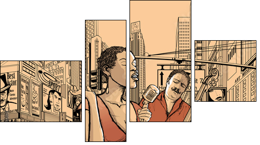 jazz singer and doublle bass - Four-piece canvas, Fortyk