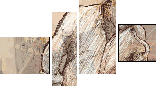 saxophonist playing saxophone on grunge background - Four-piece canvas, Fortyk